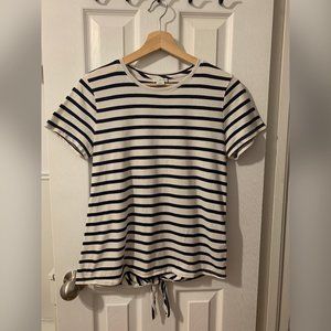 J. Crew Black and White Striped Short-Sleeve Top